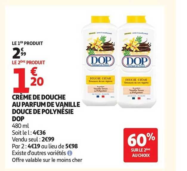 CRÈME DE DOUCHE AU PARFUM DE VANILLE DOUCE DE POLYNÉSIE DOP