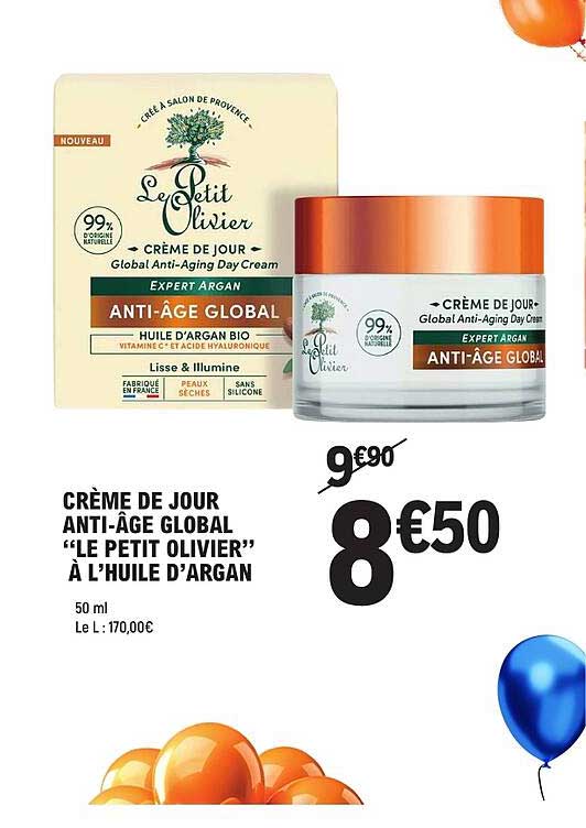CRÈME DE JOUR ANTI-ÂGE GLOBAL “LE PETIT OLIVIER” À L’HUILE D’ARGAN