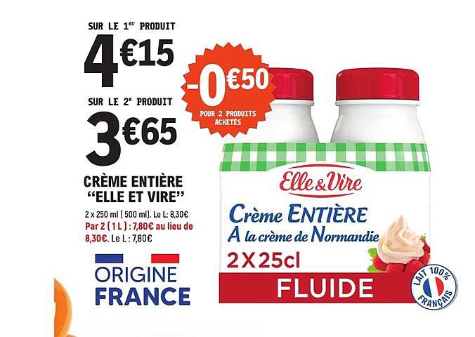 Crème entière « Elle et Vire »