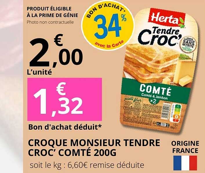 CROQUE MONSIEUR TENDRE CROC’ COMTÉ 200G