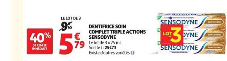 DENTIFRICE SOIN COMPLET TRIPLE ACTIONS SENSODYNE
