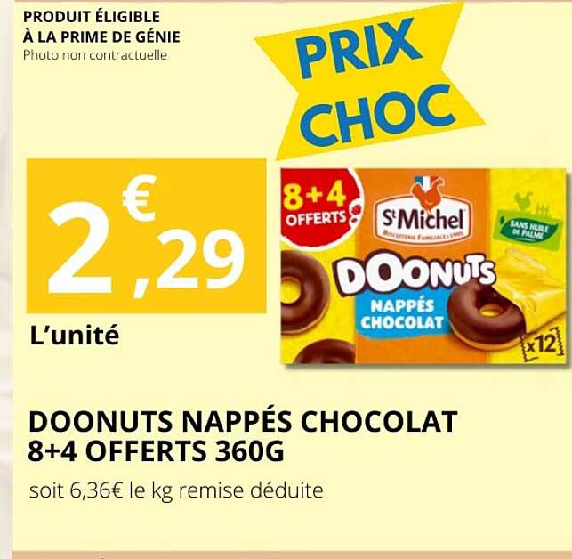 DOONUTS NAPPÉS CHOCOLAT 8+4 OFFERTS 360G