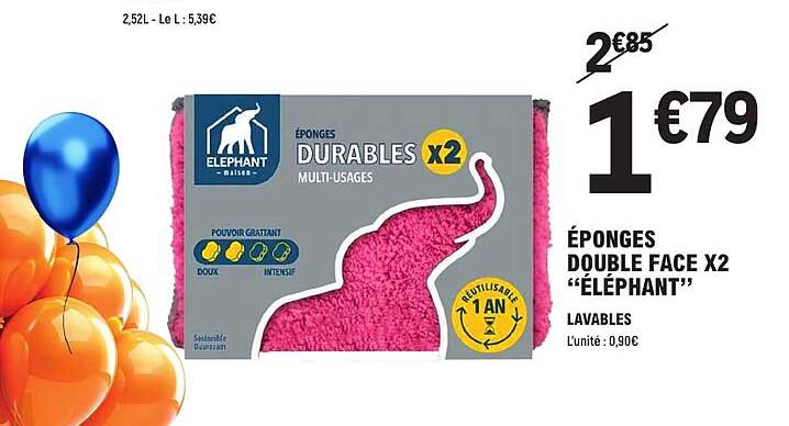 ÉPONGES DOUBLE FACE X2 “ÉLÉPHANT”