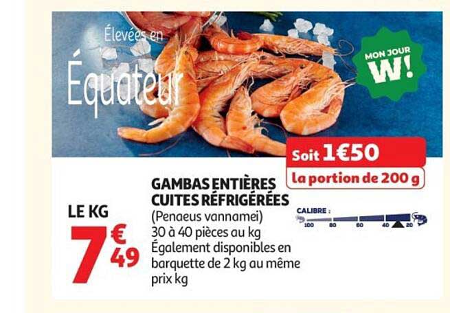 GAMBAS ENTIÈRES CUITES RÉFRIGÉRÉES