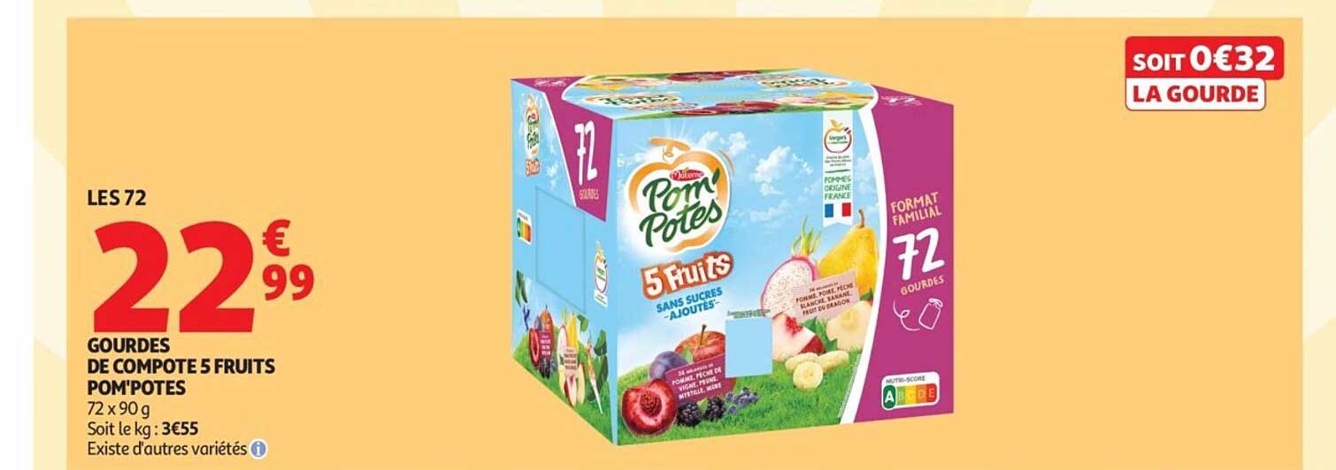 GOURDES DE COMPOTE 5 FRUITS POM'POTES