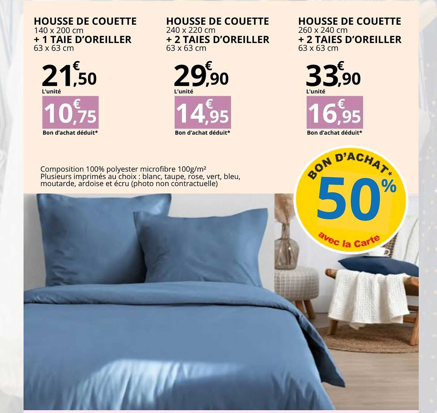 HOUSSE DE COUETTE 140 x 200 cm + 1 TAIE D’OREILLER 63 x 63 cm