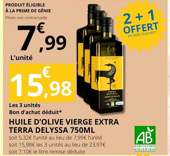 HUILE D'OLIVE VIERGE EXTRA TERRA DELYSSA 750ML
