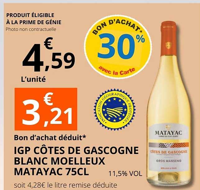 IGP CÔTES DE GASCOGNE BLANC MOELLEUX MATAYAC 75CL