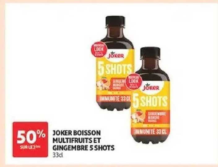 JOKER BOISSON MULTIFRUITS ET GINGEMBRE 5 SHOTS 33cl