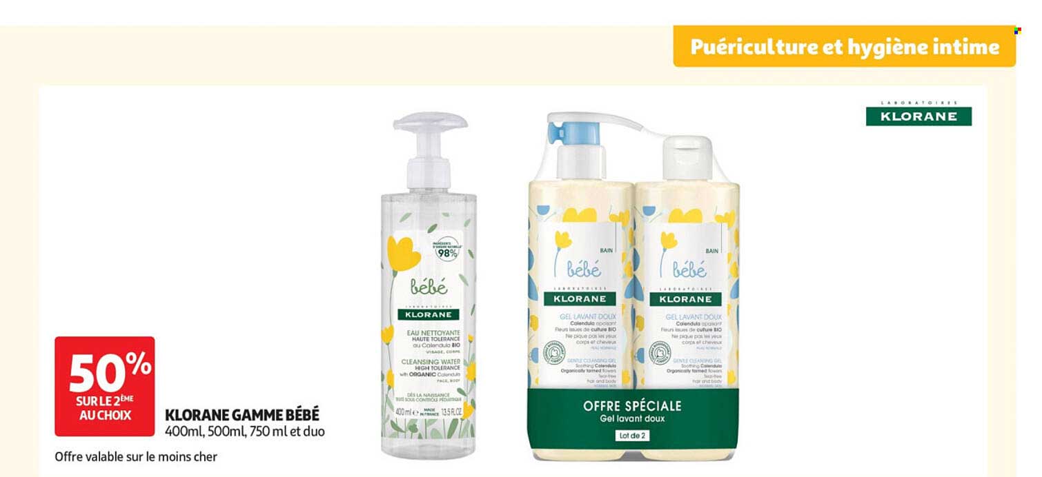 KLORANE GAMME BÉBÉ 400ml, 500ml, 750 mL et duo