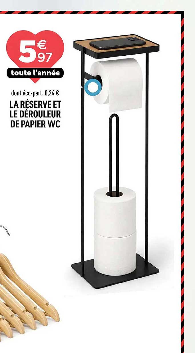 LA RÉSERVE ET LE DÉROULEUR DE PAPIER WC
