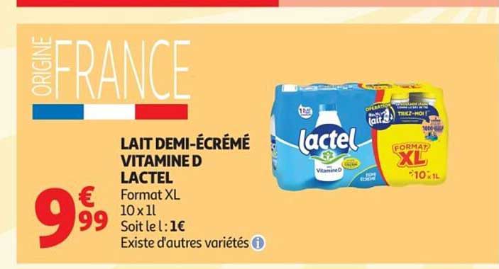 LAIT DEMI-ÉCRÉMÉ VITAMINÉ D LACTEL