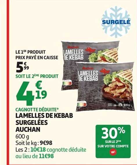 LAMELLES DE KEBAB SURGELÉES AUCHAN