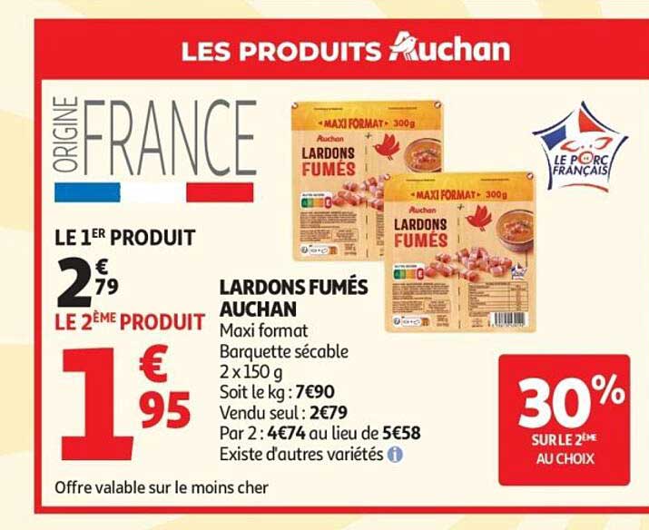 LARDONS FUMÉS AUCHAN