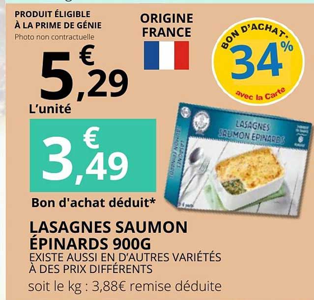 LASAGNES SAUMON ÉPINARDS 900G