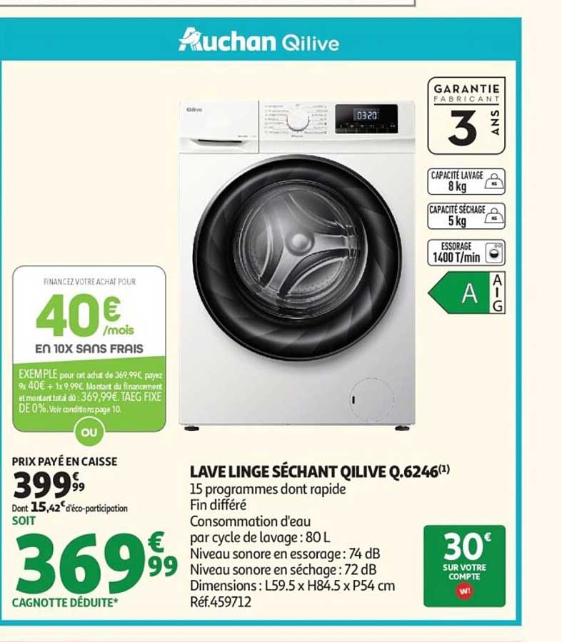 LAVE LINGE SÉCHANT QILIVE Q.6246
