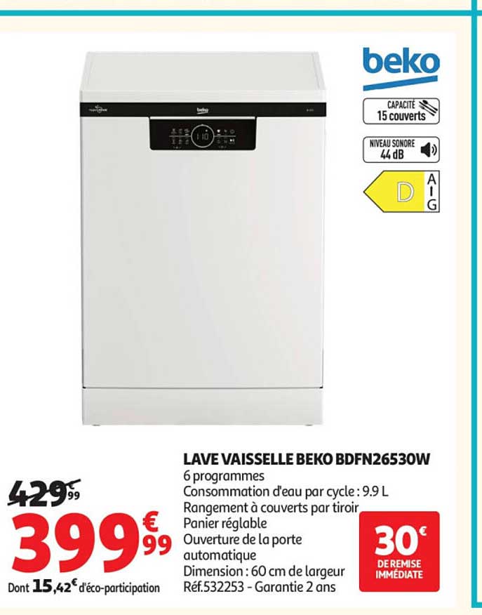 LAVE VAISSELLE BEKO BDFN26530W