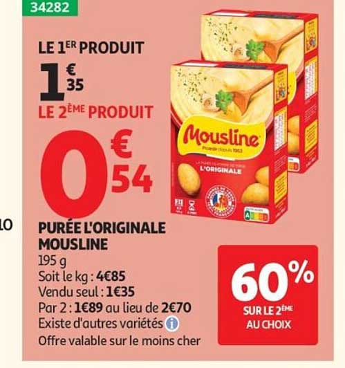 LE 1ER PRODUIT 1€35 LE 2ÈME PRODUIT 0€54