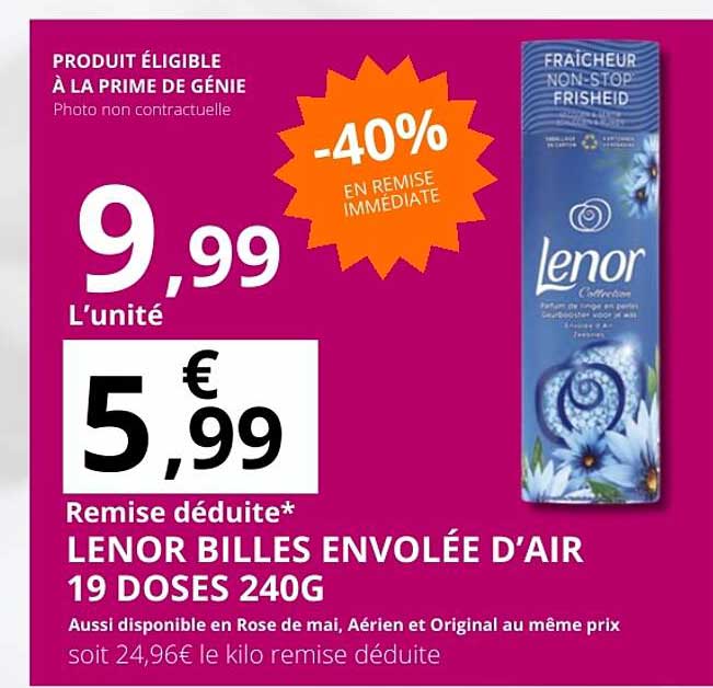 LENOR BILLES ENVOLÉE D’AIR 19 DOSES 240G