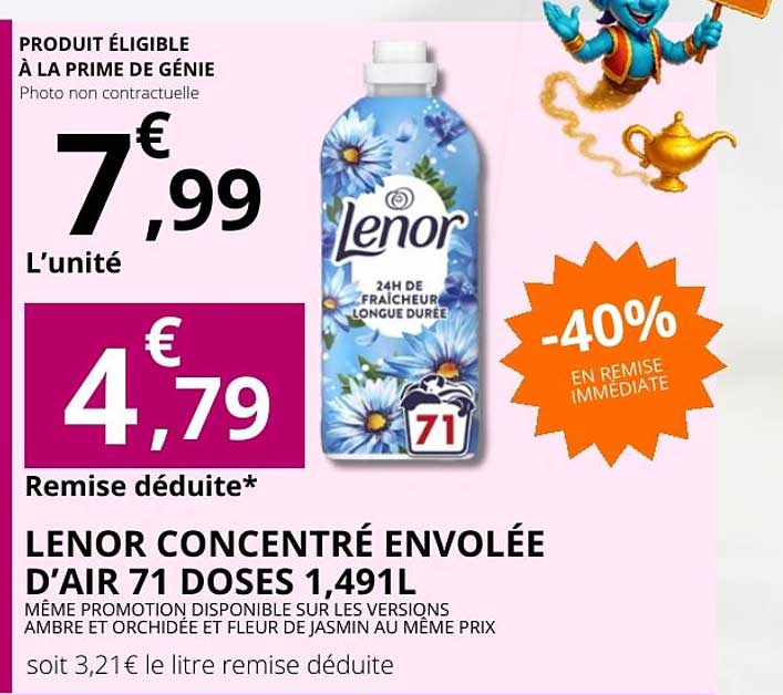 LENOR CONCENTRÉ ENVOLÉE D’AIR 71 DOSES 1,491L