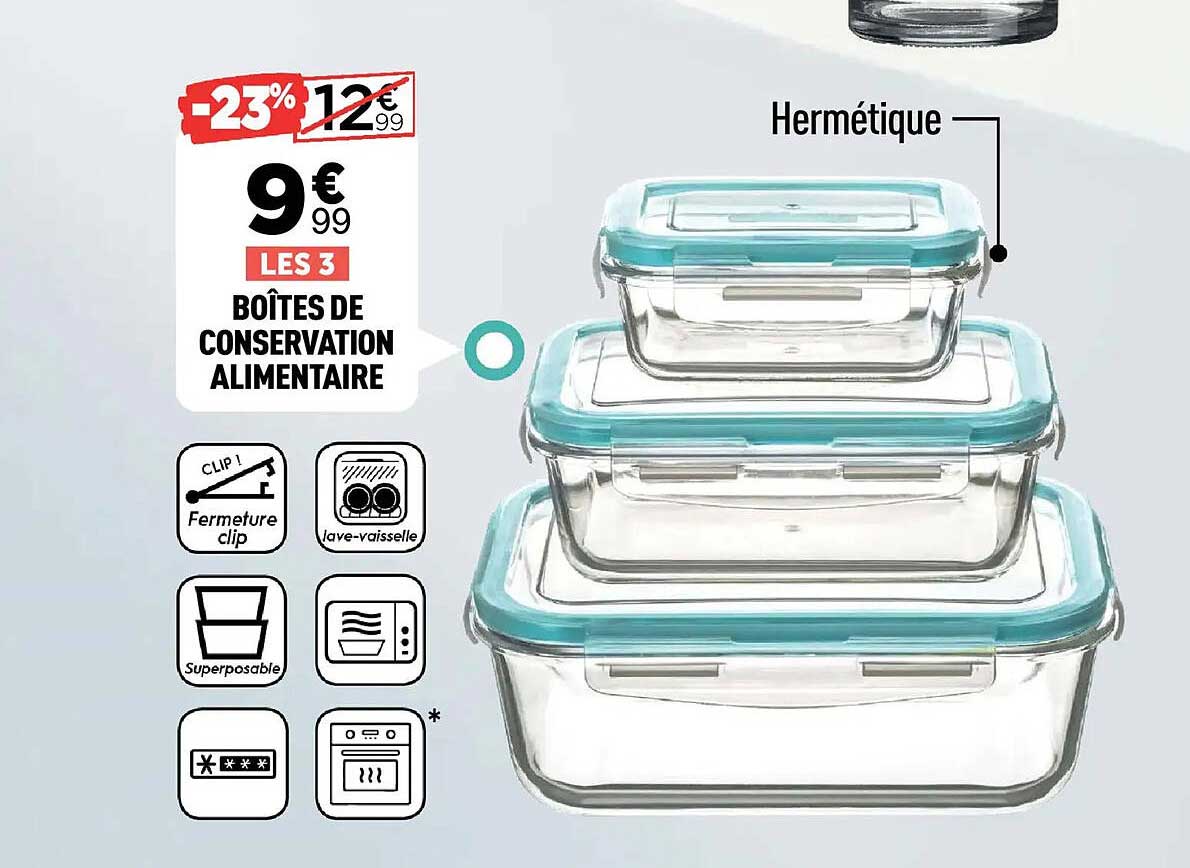 LES 3 BOÎTES DE CONSERVATION ALIMENTAIRE
