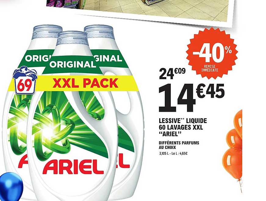 LESSIVE** LIQUIDE 60 LAVAGES XXL “ARIEL”
