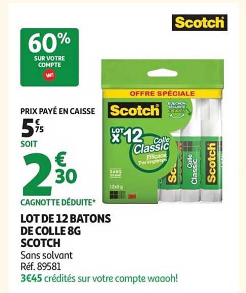 LOT DE 12 BATONS DE COLLE 8G SCOTCH