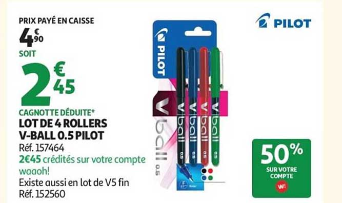 LOT DE 4 ROLLERS V-BALL 0.5 PILOT