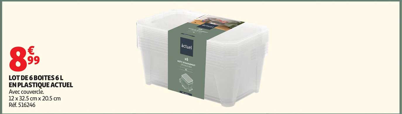 LOT DE 6 BOITES 6 L EN PLASTIQUE ACTUEL