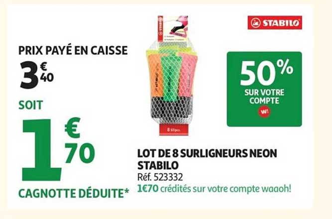 LOT DE 8 SURLIGNEURS NEON STABILO