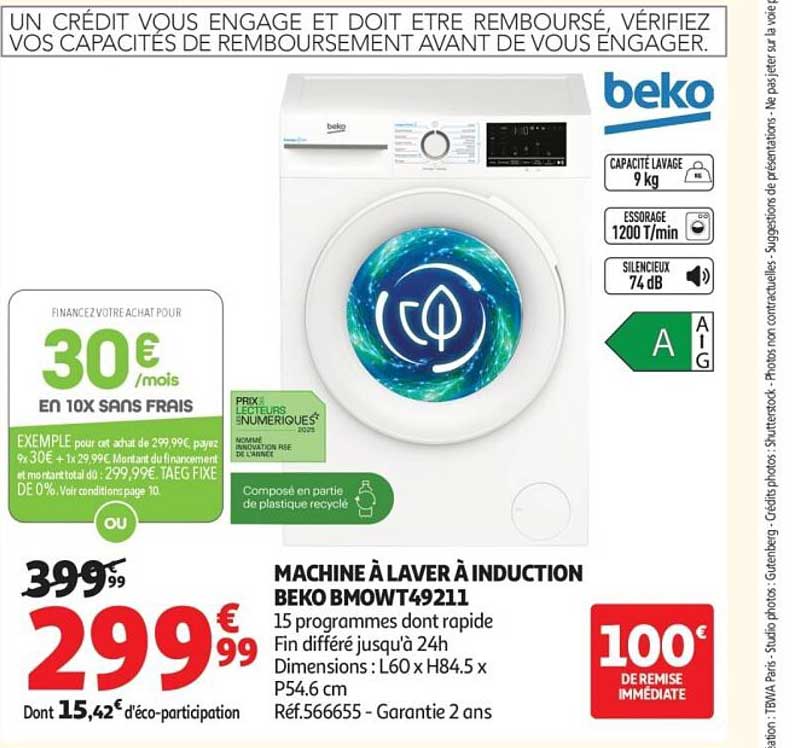 MACHINE À LAVER À INDUCTION BEKO BM0WT49211