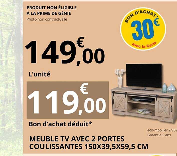 MEUBLE TV AVEC 2 PORTES COULISSANTES 150X39,5X59,5 CM