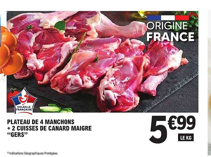 PLATEAU DE 4 MANCHONS + 2 CUISSES DE CANARD MAIGRE “GERS”