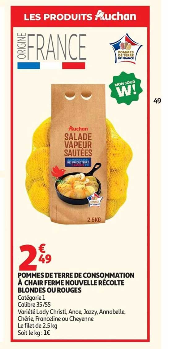 POMMES DE TERRE DE CONSOMMATION À CHAIR FERME NOUVELLE RÉCOLTE BLONDES OU ROUGES