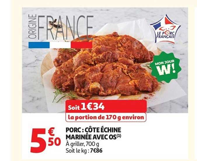 PORC : CÔTE ÉCHINE MARINÉE AVEC OS(1)