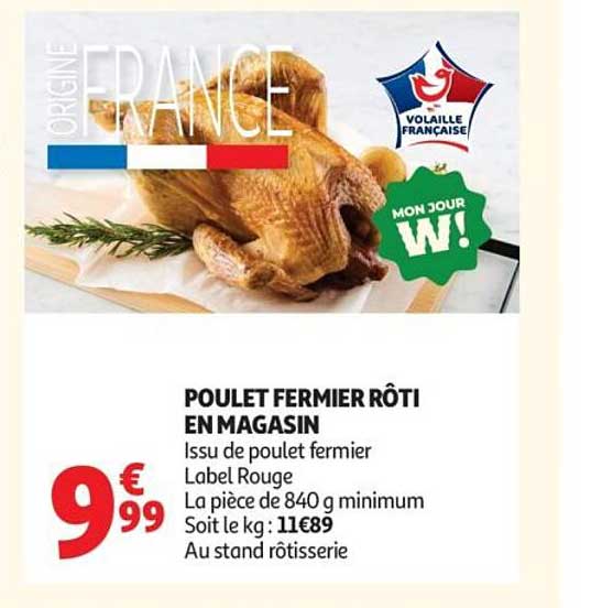 POULET FERMIER RÔTI EN MAGASIN