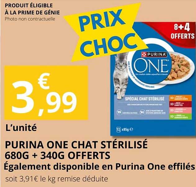 PURINA ONE CHAT STÉRILISÉ 680G + 340G OFFERTS