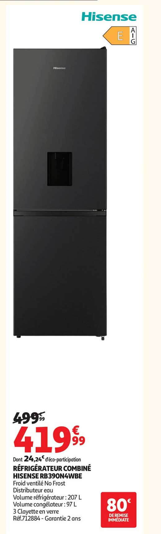 RÉFRIGÉRATEUR COMBINÉ HISENSE RB390N4WBE