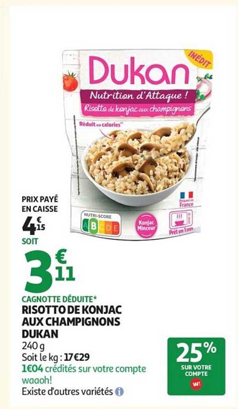 RISOTTO DE KONJAC AUX CHAMPIGNONS DUKAN