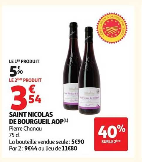 SAINT NICOLAS DE BOURGUEIL AOP(1) Pierre Chanaud 75 cl La bouteille vendue seule : 5€90