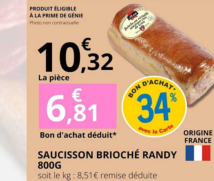 SAUCISSON BRIOCHÉ RANDY 800G