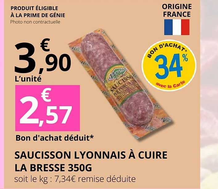 SAUCISSON LYONNAIS À CUIRE LA BRESSE 350G