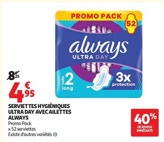 SERVIETTES HYGIÉNIQUES ULTRA DAY AVEC AILETTES ALWAYS