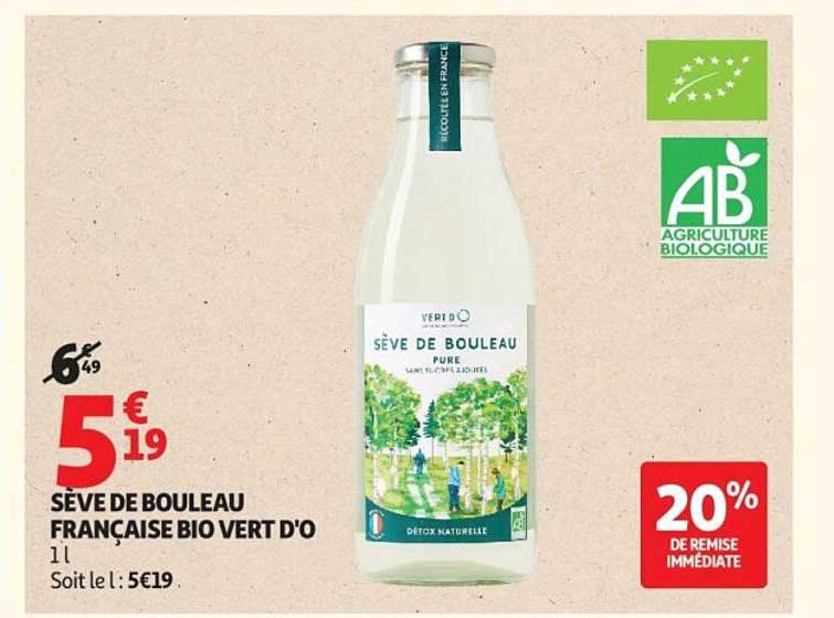 SÈVE DE BOULEAU FRANÇAISE BIO VERT D'O 1l