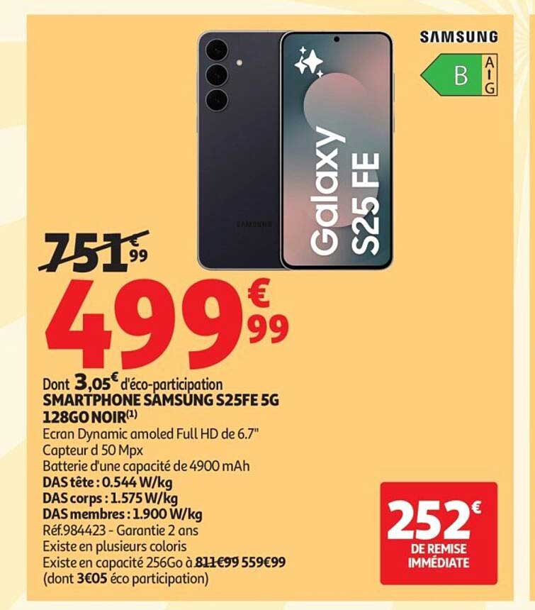 SMARTPHONE SAMSUNG S25 FE 5G 128GO NOIR