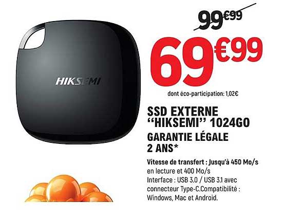 SSD EXTERNE “HIKSEMI” 1024GO GARANTIE LÉGALE 2 ANS*