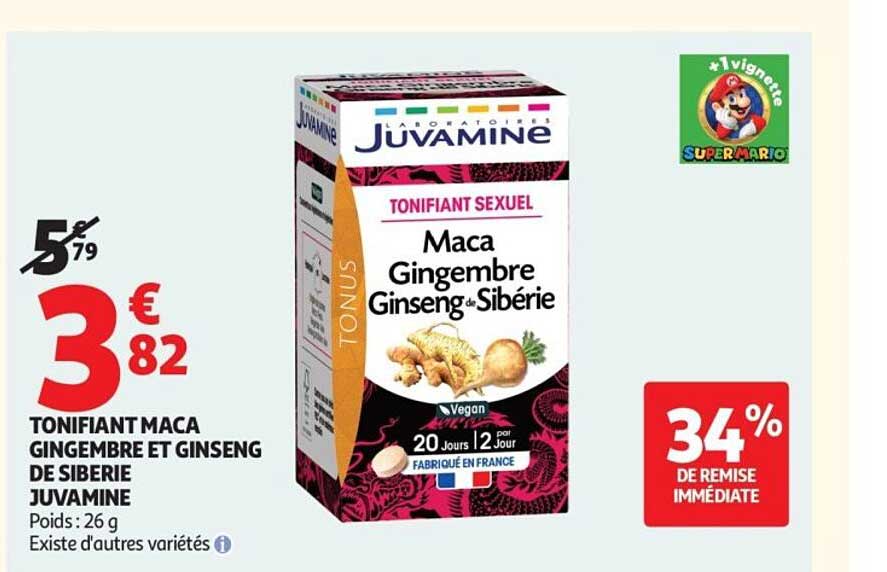 TONIFIANT MACA GINGEMBRE ET GINSENG DE SIBERIE JUVAMINE