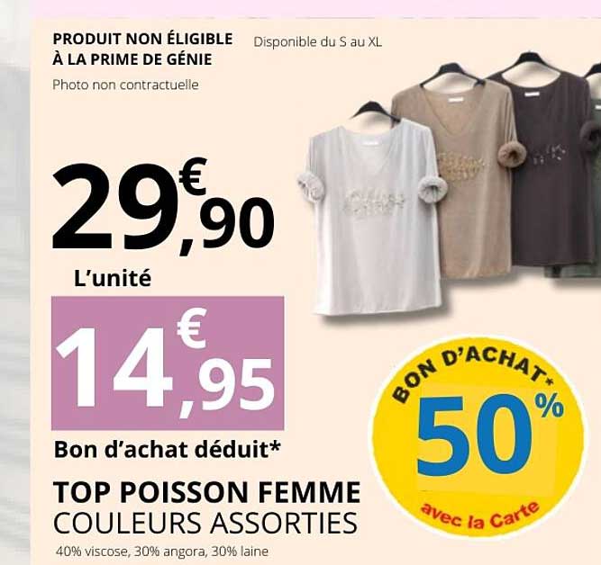 TOP POISSON FEMME COULEURS ASSORTIES