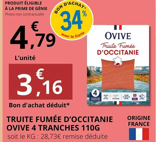 TRUITE FUMÉE D’OCCITANIE OVIVE 4 TRANCHES 110G