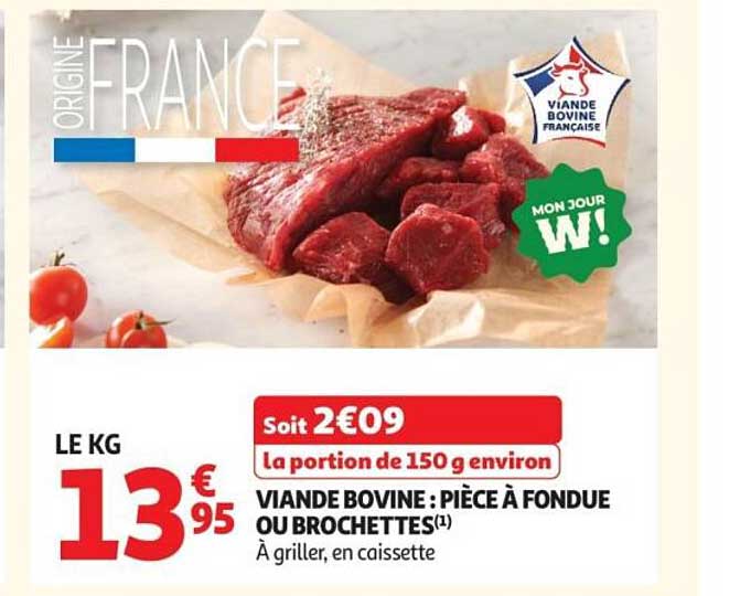 VIANDE BOVINE : PIÈCE À FONDUE OU BROCHETTES(1)